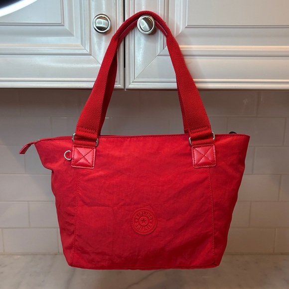 Kipling Nicolas medium size red nylon handbag tote - Picture 1 of 16